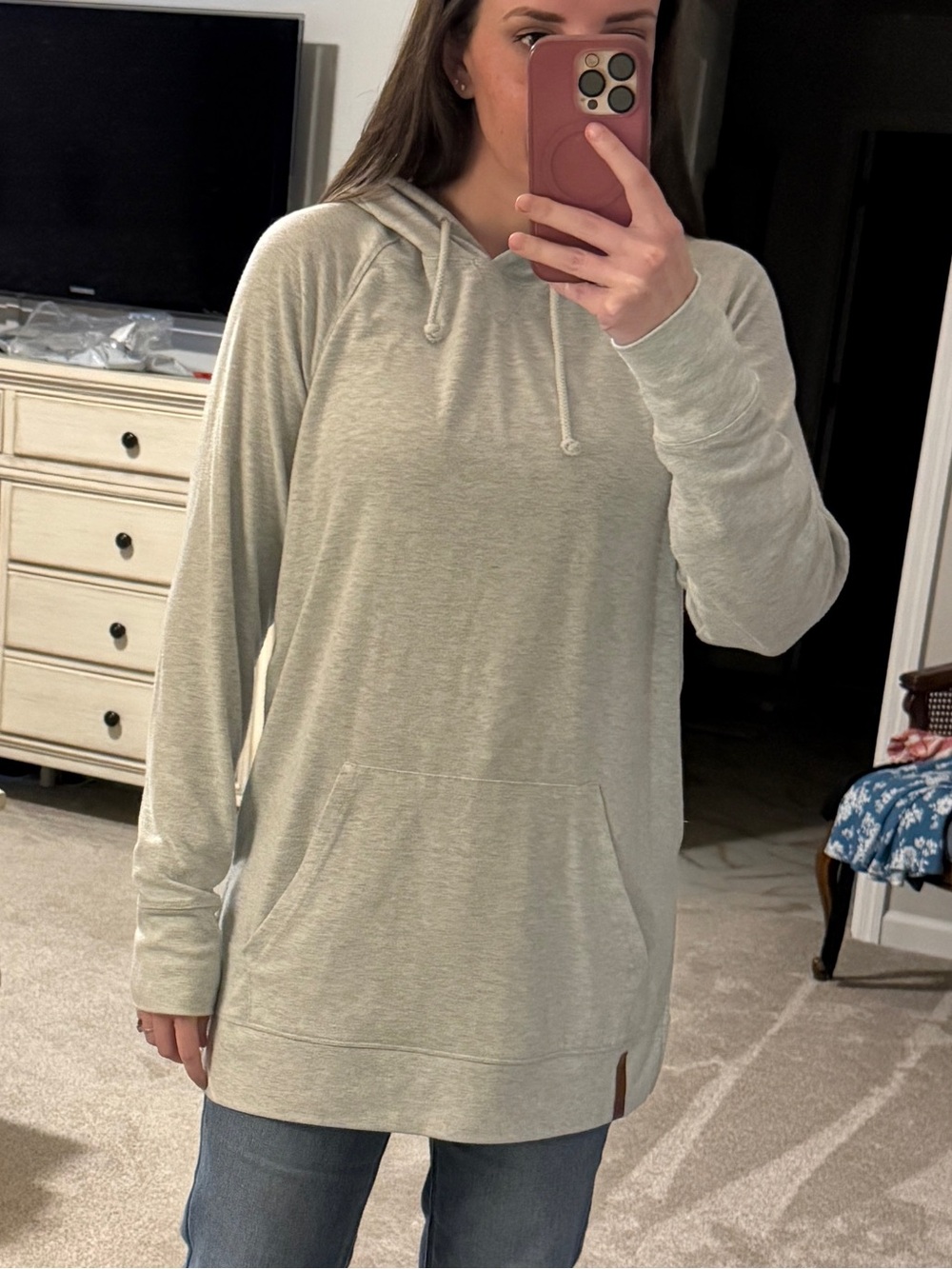 AMPERSAND AVE Light Sage Hoodie Tunic with Kangaroo Pocket